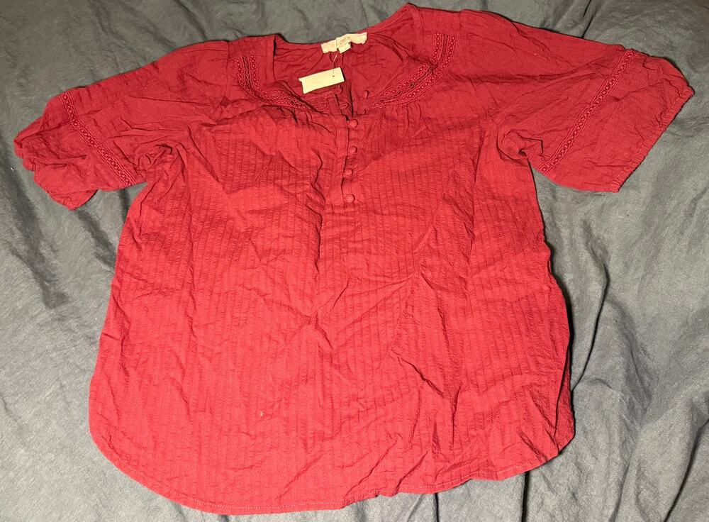 NWT LOFT Burgundy Oversized Blouse Size Small